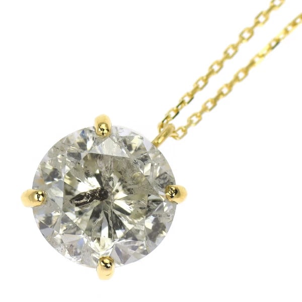 K18YG DIAMOND PENDANT NECKLACE: K18YG Diamond Pendant Necklace Brand: None Type: pendant necklace Material: Metal K18YG Main Stone/Creation Natural Color: None Size: Necklace: Chain Length 40 Length/Width/Diameter 9.4