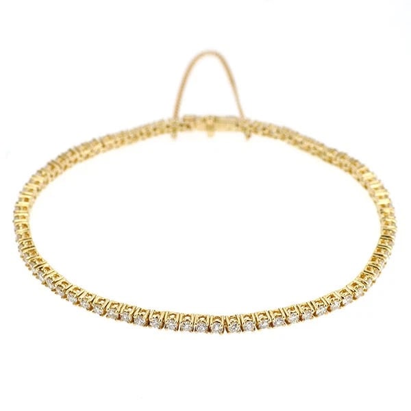 K18YG TENNIS DIAMOND BRACELET: K18YG TENNIS DIAMOND BRACELET Brand: None Type: bracelet Material: Metal K18YG Main Stone/Creation Natural Color: Gold Size: Length/Width/Diameter2.3Width/Thickness2.9 Accessories: None