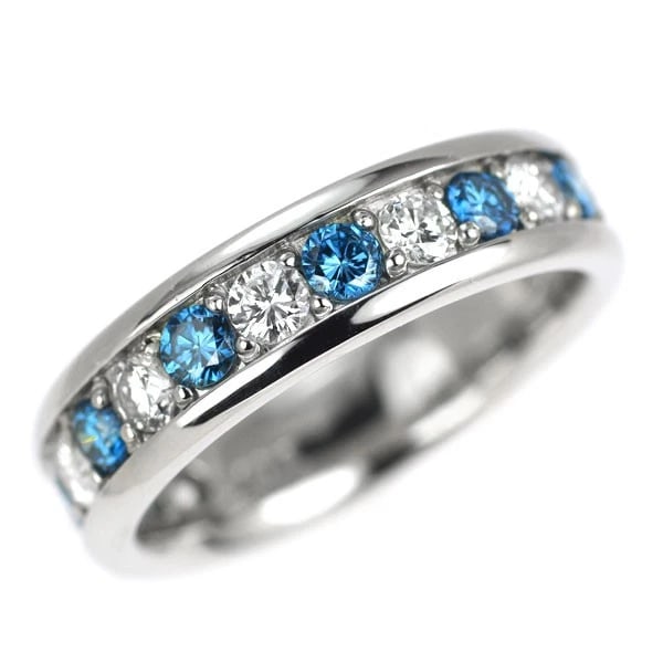 PT900 COLLARLESS/TREAT BLUE DIAMOND RING: Pt900 Collarless/Treat Blue Diamond Ring Brand: None Type: ring Material: Metal Pt900 Main Stone/Creation Natural Color: None Size: 6.25 - 6.5 US Accessories: None Accessories Notice: When