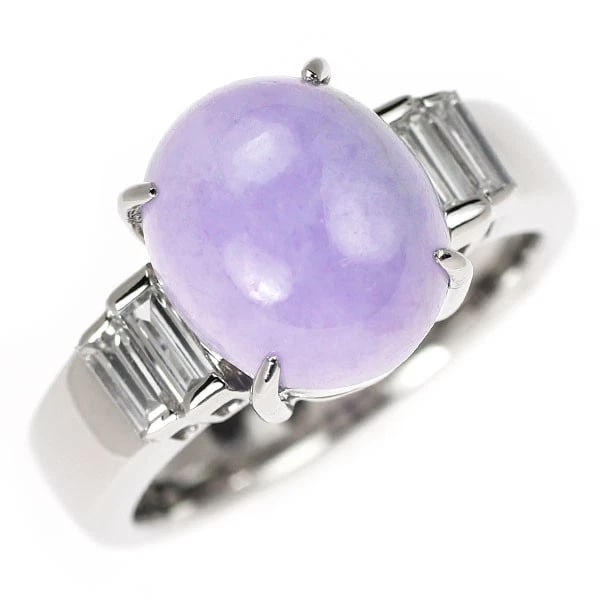 PT900 LAVENDER JADE DIAMOND RING: Pt900 Lavender Jade Diamond Ring Brand: None Type: ring Material: Metal Pt900 Main Stone/Creation jade Color: None Size: 6.25 - 6.5 US Accessories: None Accessories Notice: When purchasing