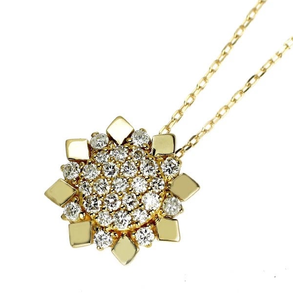 K18YG DIAMOND PENDANT NECKLACE: K18YG Diamond Pendant Necklace Brand: None Type: pendant necklace Material: Metal K18YG Main Stone/Creation Natural Color: Gold Size: Necklace: Chain Length ?45Length/Width/Diameter 10.4