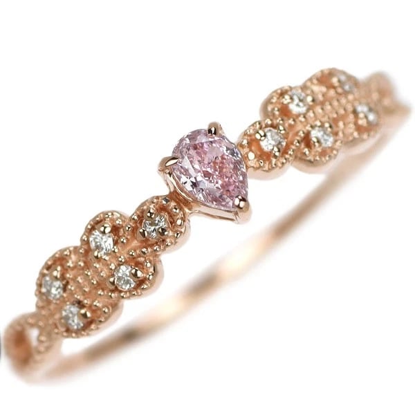 K18PG PEAR SHAPE NATURAL PINK DIAMOND RING: K18PG Pear Shape Natural Pink Diamond Ring Brand: None Type: ring Material: Metal K18PG Main Stone/Creation Natural Color: None Size: 5.25 US Accessories: None Accessories Notice: When