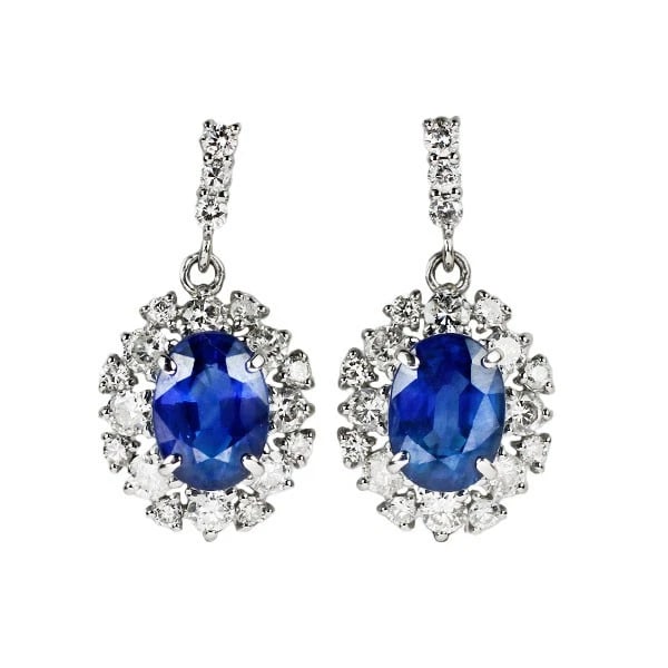 PT950/ PT900 SAPPHIRE DIAMOND EARRINGS: Pt950/ Pt900 Sapphire Diamond Earrings Brand: None Type: piercing Material: Metal Pt950/ Pt900 Main Stone/Creation sapphires Color: None Size: Length/Width/Diameter18.8 Width/Thickness9.5 Accesso