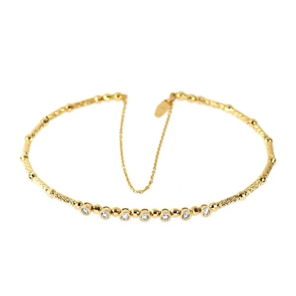 K18YG DIAMOND BRACELET MEMORY SHAPE WIRE BANGLE: K18YG Diamond Bracelet Memory Shape Wire Bangle Brand: None Type: bracelet Material: Metal K18YG Main Stone/Creation Natural Color: Gold Size: Length/Width/Diameter2.9Width/Thickness2.5 