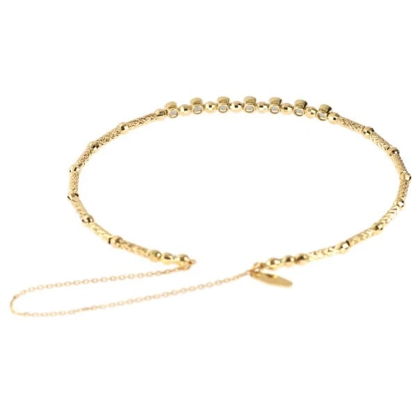 K18YG DIAMOND BRACELET MEMORY SHAPE WIRE BANGLE - 2