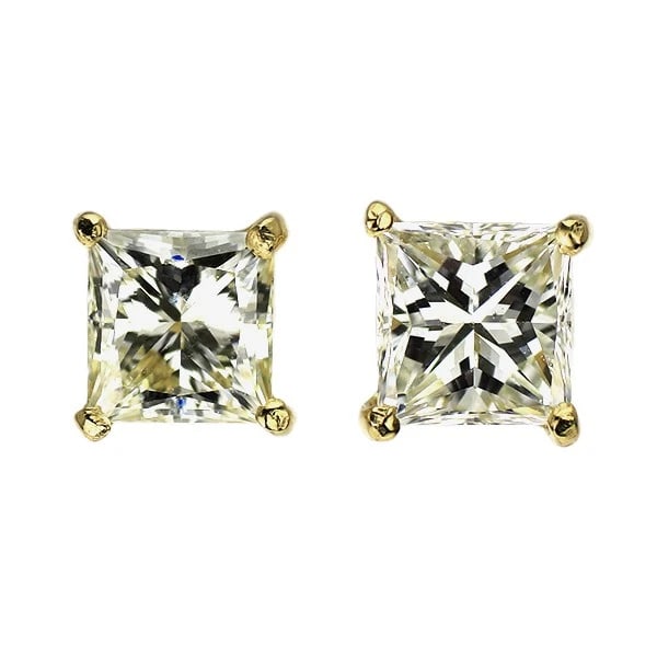 K18YG PRINCESS CUT DIAMOND EARRINGS: K18YG princess cut diamond earrings Brand: None Type: piercing Material: Metal K18YG Main Stone/Creation Natural Color: None Size: Length/Width/Diameter4.3Width/Thickness4.6 Accessories: None