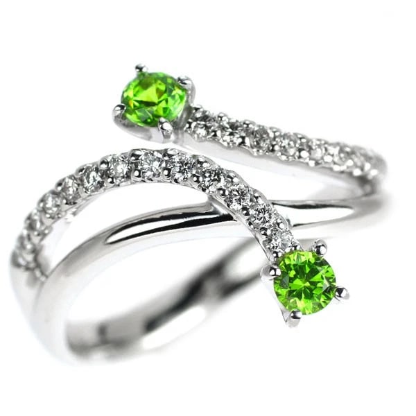 K18WG DEMANTOID GARNET DIAMOND RING (1 of 2)