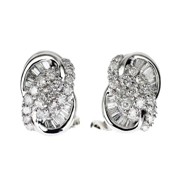 PT850/ K18WG DIAMOND EARRINGS: Pt850/ K18WG Diamond Earrings Brand: None Type: piercing Material: Metal Pt850/ K18WG Main Stone/Creation Natural Color: None Size: Length/Width/Diameter13.4 Width/Thickness8.8 Accessories: