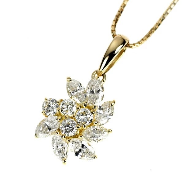 K18YG DIAMOND PENDANT NECKLACE (1 of 2)