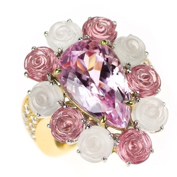 JEWEL STUDIO K18YG/WG KUNZITE QUARTZ PINK TOURMALINE DIALING (1 of 2)