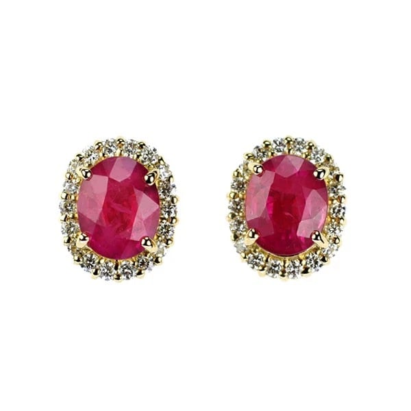 K18YG RUBY DIAMOND EARRINGS: K18YG Ruby Diamond Earrings Brand: None Type: piercing Material: Metal K18YG Main Stone/Creation Ruby Color: None Size: Length/Width/Diameter8.0 Width/Thickness6.6 Accessories: None Access