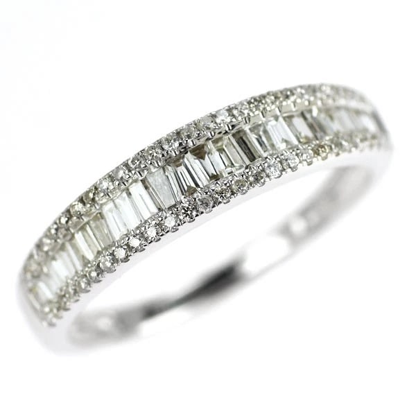 K18WG DIAMOND RING: K18WG diamond ring Brand: None Type: ring Material: Metal K18WG Main Stone/Creation Natural Color: None Size: 5.5 - 5.75 US Accessories: None Accessories Notice: When purchasing pre-owned