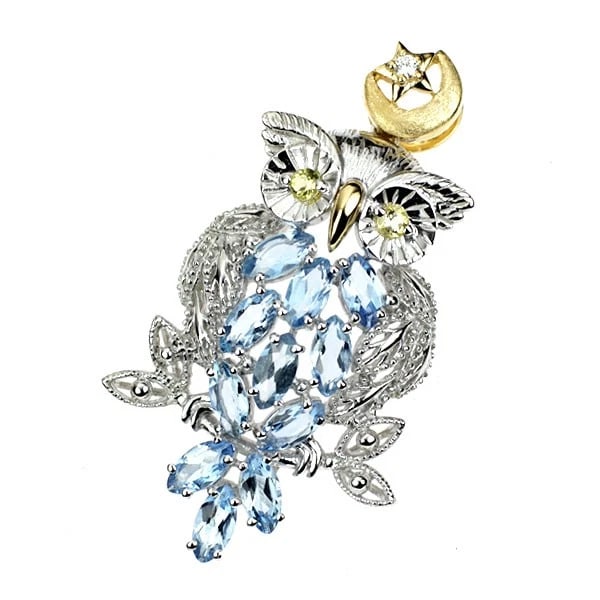 K18YG/WG AQUAMARINE YELLOW TOURMALINE DIAMOND PENDANT TOP (1 of 2)