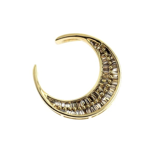 K18YG CRESCENT HORSE SHOE HORSESHOE DIAMOND PENDANT: K18YG crescent Horse Shoe horseshoe diamond pendant Brand: None Type: pendant top Material: Metal K18YG Main Stone/Creation Natural Color: Gold Size: