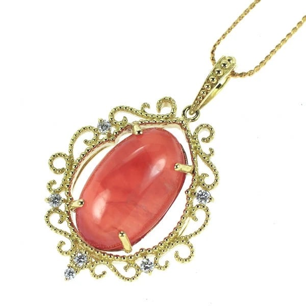 K18YG RHODOCHROSITE DIAMOND PENDANT NECKLACE: K18YG Rhodochrosite Diamond Pendant Necklace Brand: None Type: pendant necklace Material: Metal K18YG Color: None Size: Necklace: Chain Length 50Length/Width/Diameter34.0Width/Thickness21.7 Acces