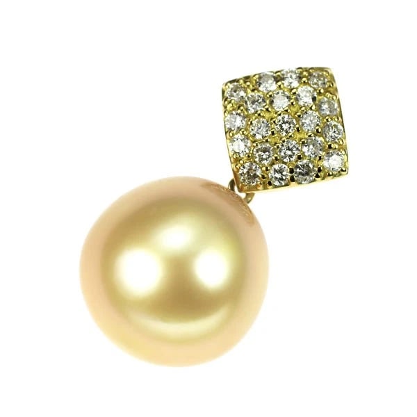 K18YG GOLDEN PEARL DIAMOND PENDANT TOP: K18YG Golden Pearl Diamond Pendant Top Brand: None Type: pendant top Material: Metal K18YG Main Stone/Creation pearl/pearl Color: yellow Size: Length/Width/Diameter27.4Width/Thickness13.9 