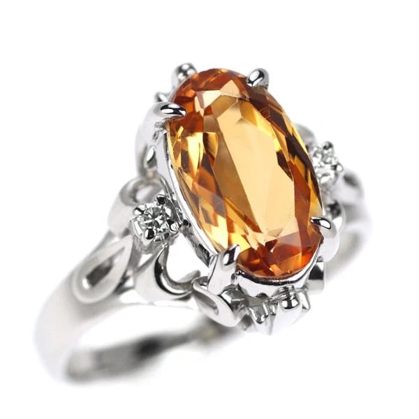 PT900 IMPERIAL TOPAZ DIAMOND RING (1 of 2)