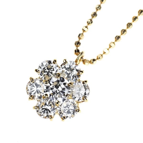 K18YG FLOWER DIAMOND PENDANT NECKLACE: K18YG flower diamond pendant necklace Brand: None Type: pendant necklace Material: Metal K18YG Main Stone/Creation Natural Color: yellow Size: Necklace: Chain Length 41