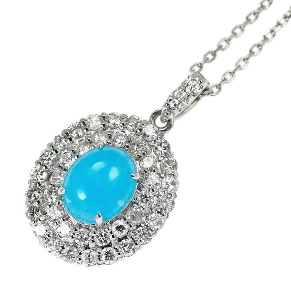 PT950/PT850 HEMIMORPHITE DIAMOND PENDANT NECKLACE: Pt950/Pt850 Hemimorphite Diamond Pendant Necklace Brand: None Type: pendant necklace Material: Metal Pt950/Pt850 Main Stone/Creation Natural Color: None Size: Necklace: Chain Length ?45
