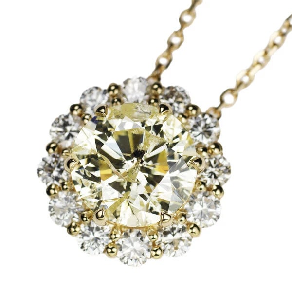 K18YG DIAMOND PENDANT NECKLACE: K18YG Diamond Pendant Necklace Brand: None Type: pendant necklace Material: Metal K18YG Main Stone/Creation Natural Color: None Size: Necklace: Chain Length 40 Length/Width/Diameter 15.8