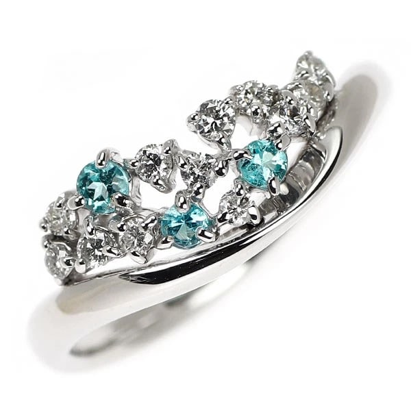 K18WG PARAIBA TOURMALINE DIAMOND RING: K18WG Paraiba Tourmaline Diamond Ring Brand: None Type: ring Material: Metal K18WG Main Stone/Creation tourmaline Color: None Size: 6 US Accessories: None Accessories Notice: When purchasing