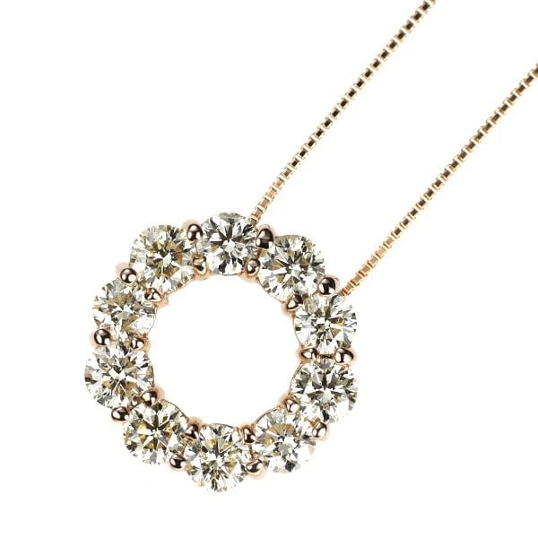 K18PG DIAMOND PENDANT NECKLACE: K18PG DIAMOND PENDANT NECKLACE Brand: None Type: pendant necklace Material: Metal K18PG Main Stone/Creation Natural Color: pink gold Size: Necklace: Chain Length ?45.5