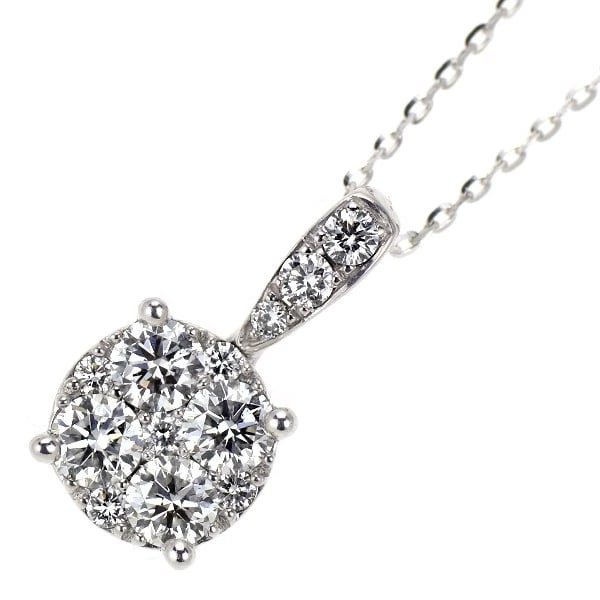 K18WG DIAMOND PENDANT NECKLACE: K18WG DIAMOND PENDANT NECKLACE Brand: None Type: pendant necklace Material: Metal K18WG Main Stone/Creation Natural Color: None Size: Length/Width/Diameter14.0Width/Thickness7.0 Accessories: