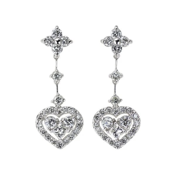 K18WG 1.00CT HEART DIAMOND EARRINGS _ (1 of 2)