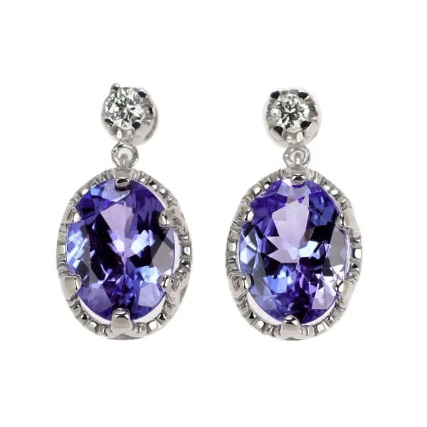 K18WG TANZANITE DIAMOND EARRINGS: K18WG Tanzanite Diamond Earrings Brand: None Type: piercing Material: Metal K18WG Main Stone/Creation tanzanite Color: None Size: Length/Width/Diameter13.8 Width/Thickness7.6 Accessories:
