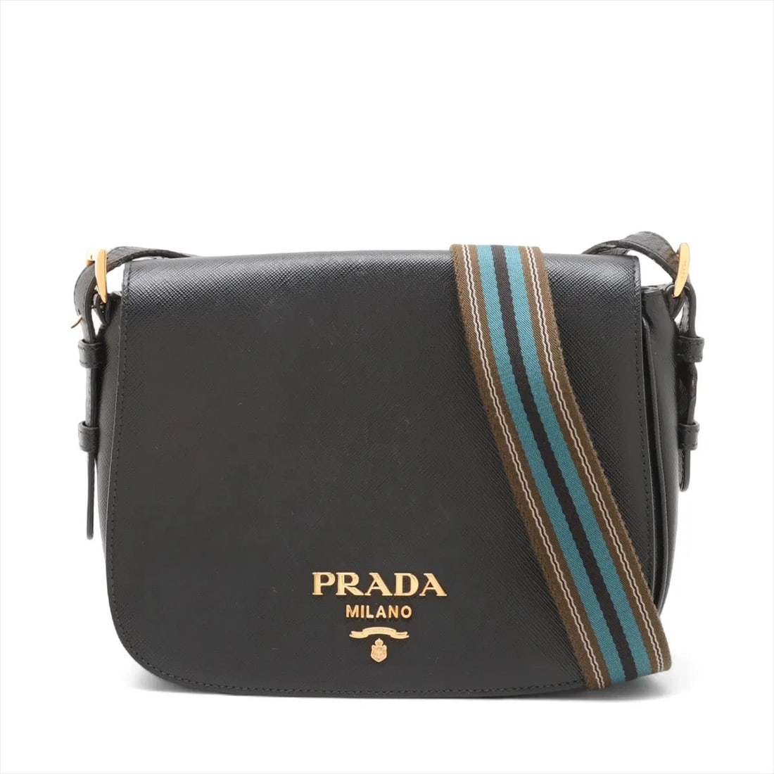 PRADA LEATHER SHOULDER BAG BLACK (1 of 6)
