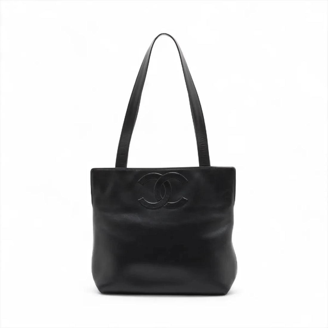 CHANEL COCO MARK LAMBSKIN TOTE BAG BLACK GOLD: Chanel Coco Mark Lambskin Tote bag Black Gold Brand: Chanel Type: Tote bag Material: Lambskin Color: Black Size: Height:10.4inch Length:10.4inch Depth:3.7inch Handle height:11.0inch Accessories: