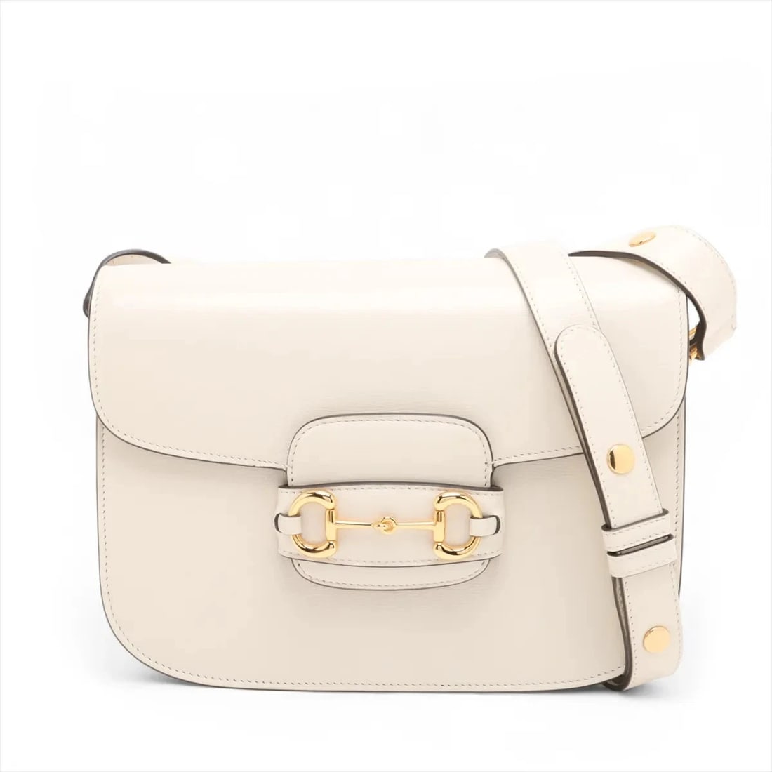 GUCCI HORSEBIT LEATHER SHOULDER BAG WHITE (1 of 7)