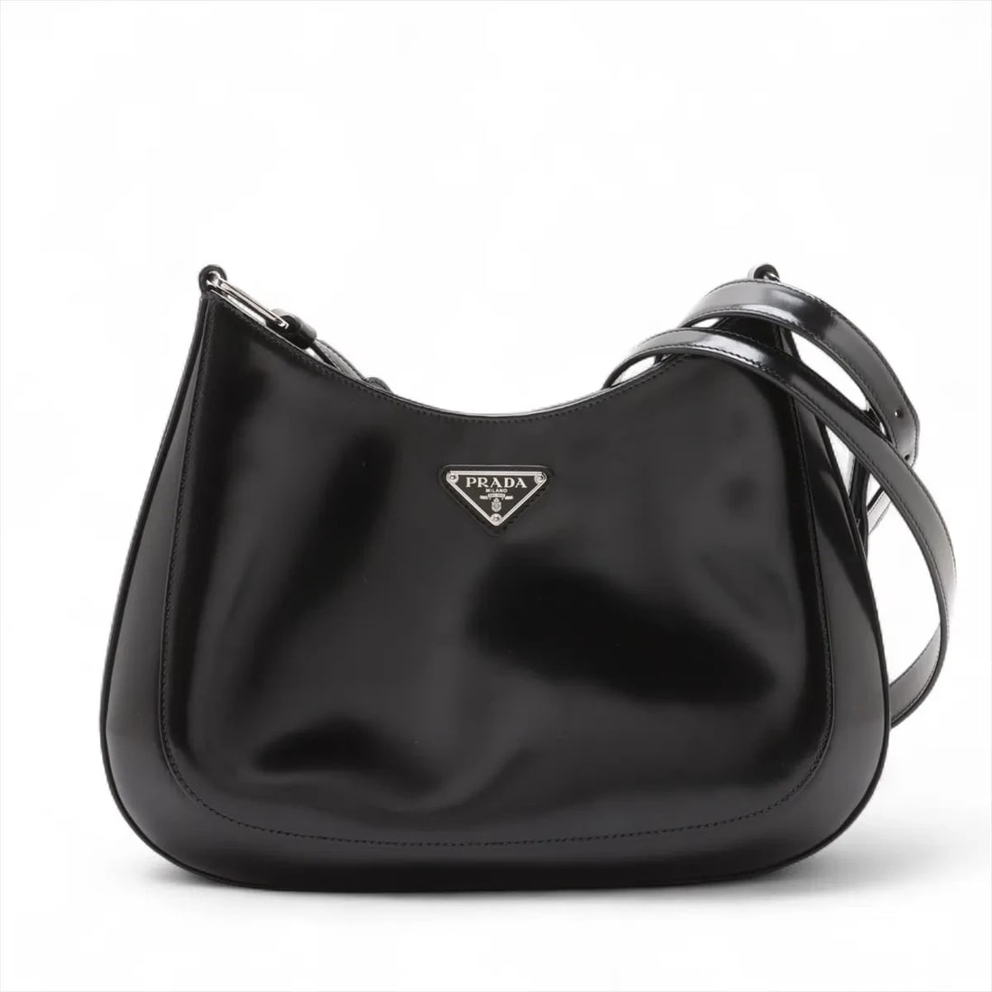 PRADA CLEO PATENT LEATHER SHOULDER BAG BLACK: Prada Cleo Patent Leather Shoulder bag Black Brand: Prada Type: Shoulder bag Material: Patent Leather Color: Black Size: Height:9.1inch Length:11.8inch Depth:2.4inch Handle height:12.2inch