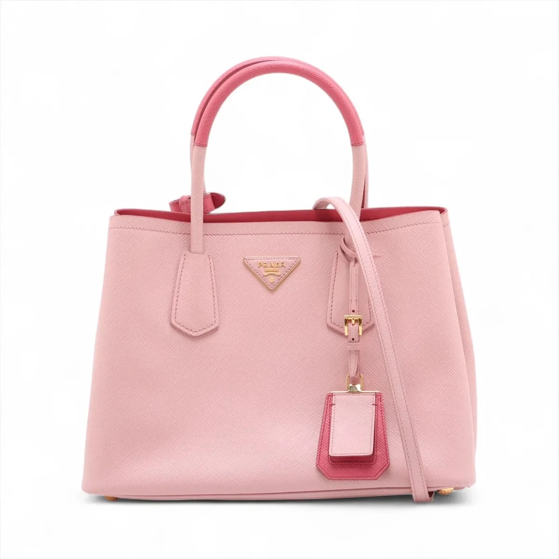 PRADA SAFFIANO CUIR LEATHER 2 WAY HANDBAG PINK (1 of 6)