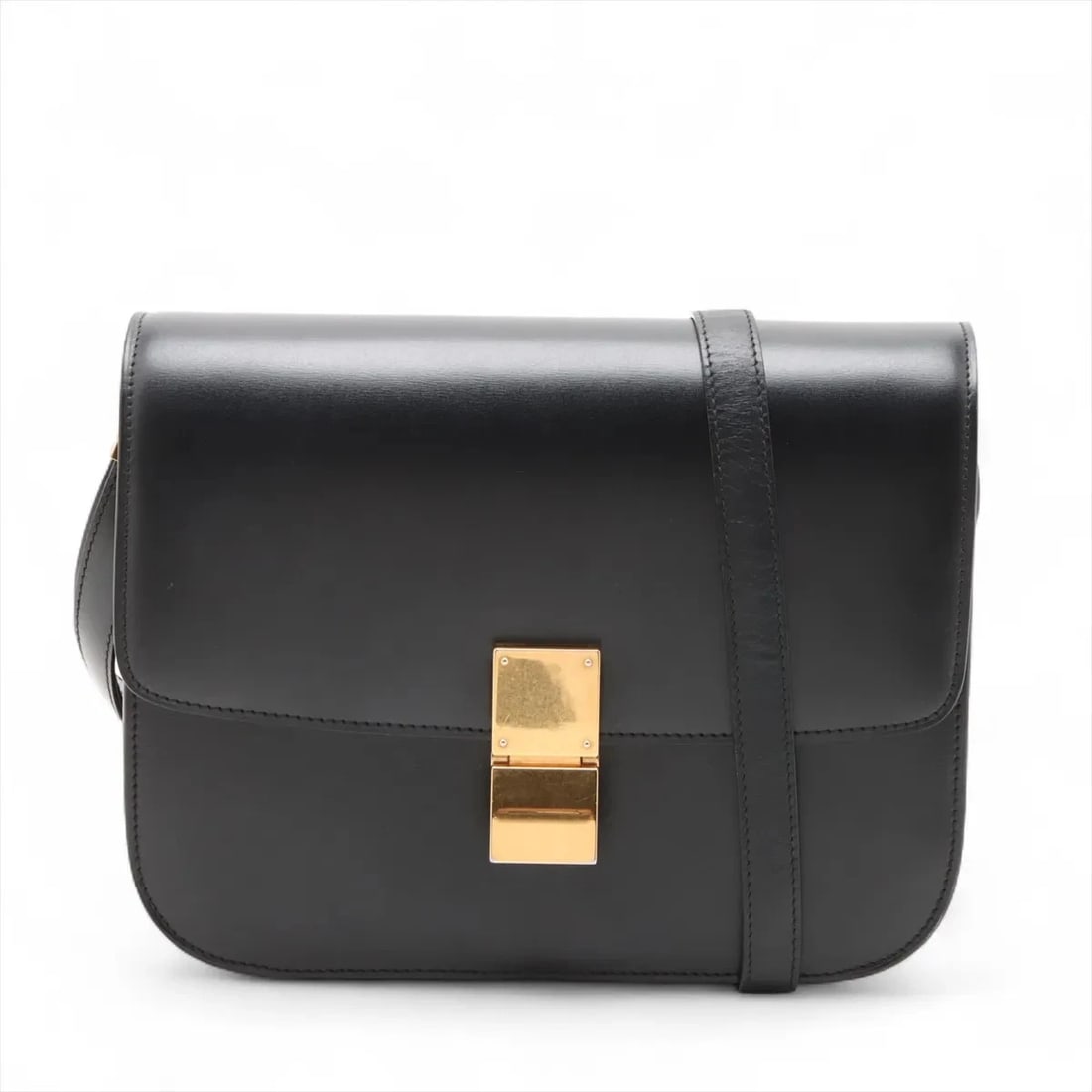 CELINE CLASSIC BOX LEATHER SHOULDER BAG BLACK (1 of 6)