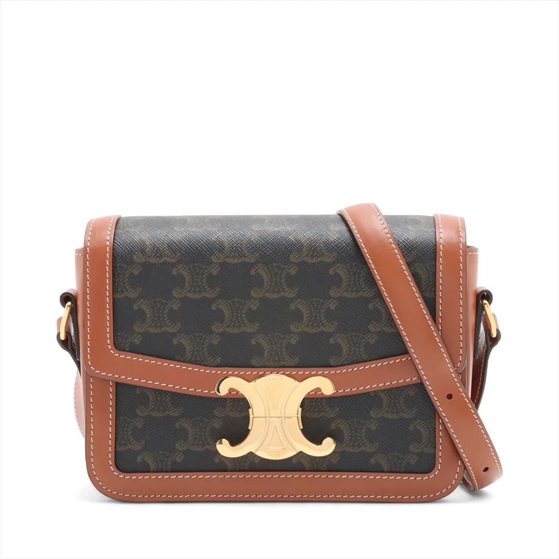 CELINE TRIOMPHE TEEN PVCX LEATHER SHOULDER BAG BROWN (1 of 7)