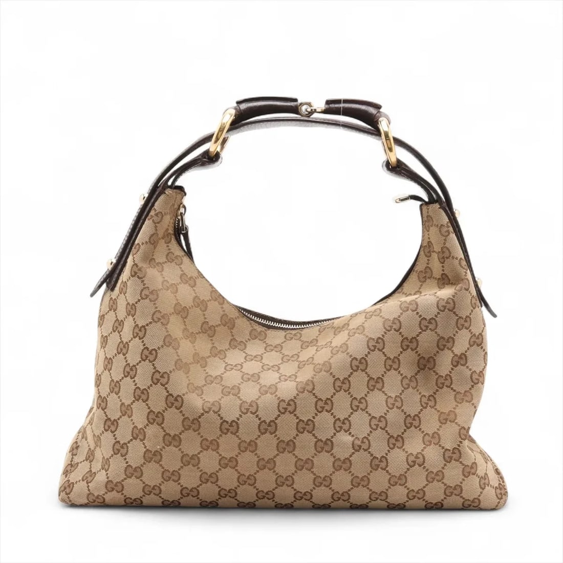 GUCCI GG CANVAS CANVAS X LEATHER SHOULDER BAG (1 of 9)