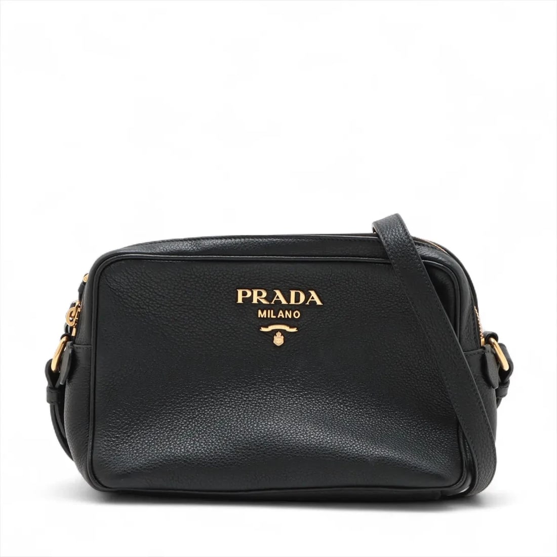 PRADA LEATHER SHOULDER BAG BLACK (1 of 7)