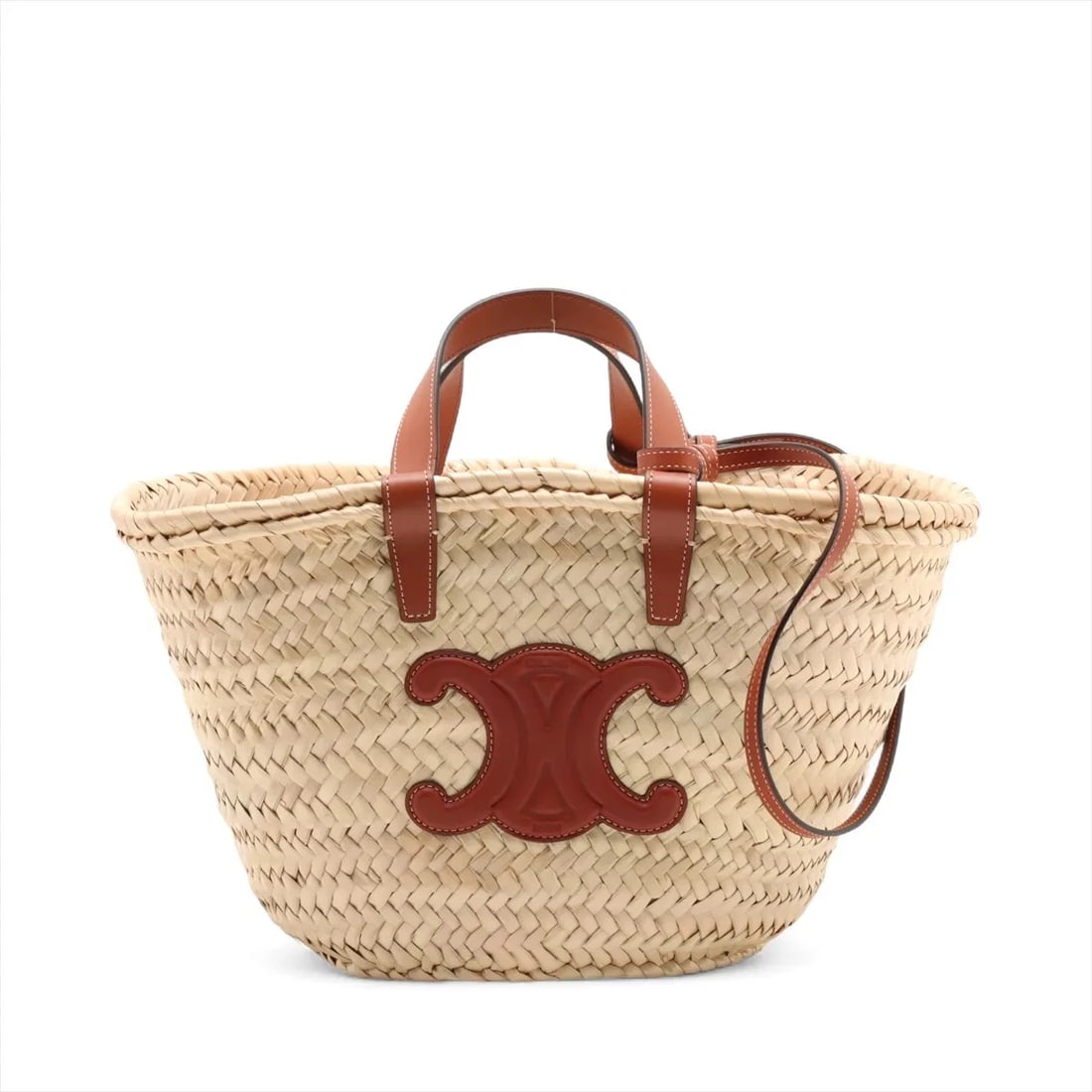 CELINE TRIOMPHE PANIER RAFFIA X LEATHER STRAW BAG (1 of 7)