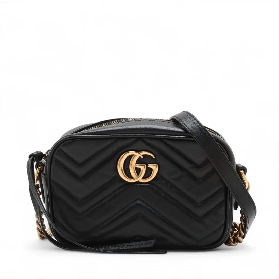 GUCCI GG MARMONT LEATHER CHAIN SHOULDER BAG: Gucci GG Marmont Leather Chain Shoulder Bag Brand: Gucci Type: Shoulder bag Material: Leather Color: Black Size: Height:4.5inch Length:6.9inch Depth:2.4inch Shoulder height:23.6inch Accessories:
