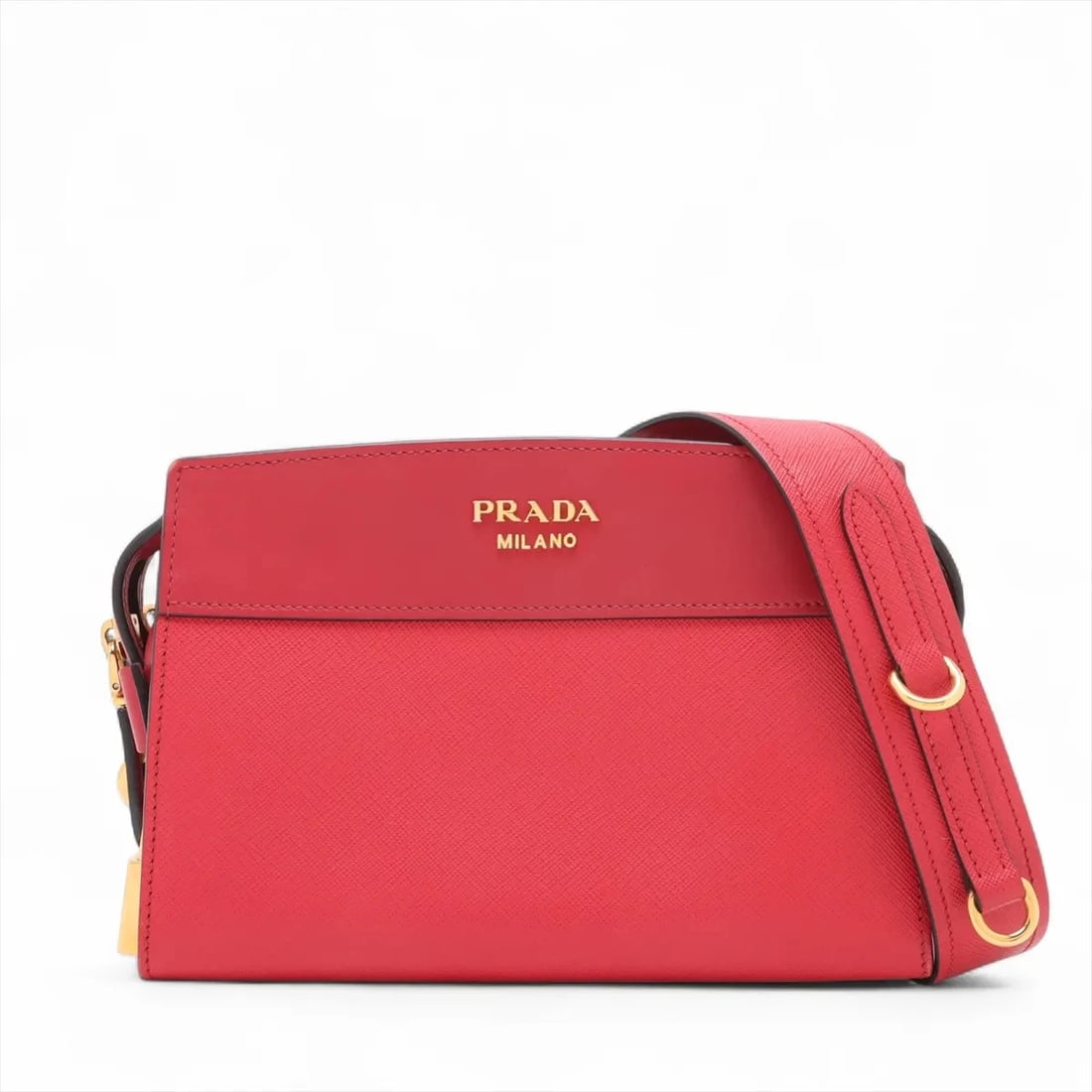 PRADA LEATHER SHOULDER BAG RED (1 of 9)
