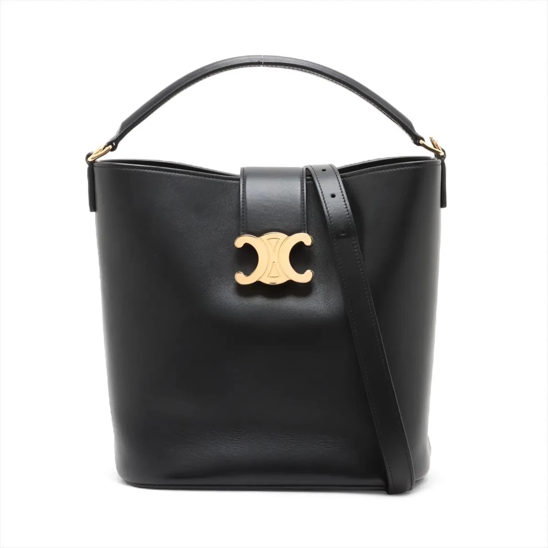 CELINE MEDIUM BUCKETS LOUISE LEATHER 2 WAY SHOULDER BAG: Celine Medium buckets Louise Leather 2 Way Shoulder Bag Brand: Celine Type: Shoulder bag Material: Leather Color: Black Size: Height:9.4inch Length:9.1inch Depth:6.1inch Handle height:2.8inch Shou