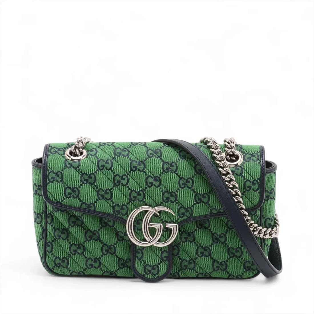 GUCCI GG CANVAS GG MARMONT CANVAS X LEATHER CHAIN SHOULDER BAG (1 of 6)