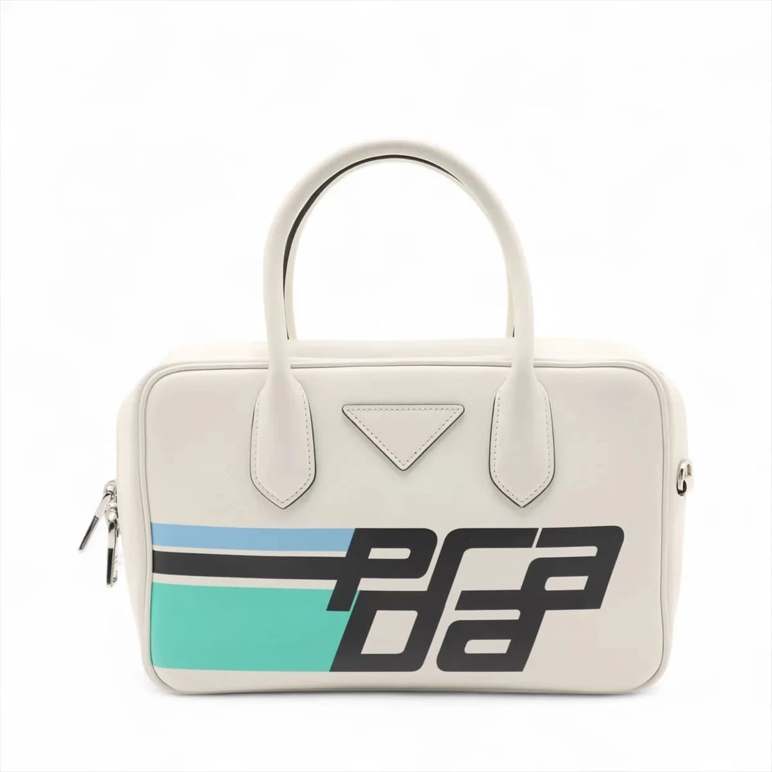 PRADA MIRAGE LEATHER HAND BAG WHITE: Prada Mirage Leather Hand bag White Brand: Prada Type: Hand bag Material: Leather Color: White Size: Height:6.7inch Length:10.4inch Depth:3.3inch Handle height:4.1inch Accessories: None Ac