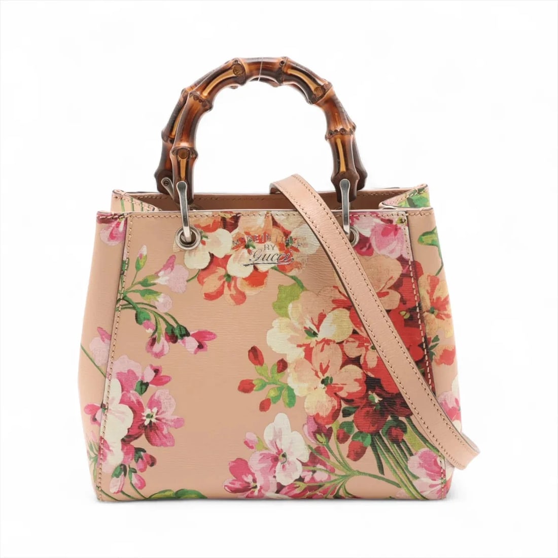 GUCCI BAMBOO LEATHER 2 WAY HANDBAG PINK BEIGE (1 of 7)