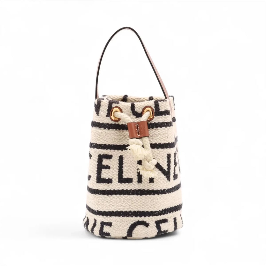 CELINE TEEN DRAWSTRING COTTON X LEATHER HAND BAG: Celine teen drawstring cotton x leather Hand bag Brand: Celine Type: Hand bag Material: Cotton Color: White Size: Height:7.9inch Length:5.7inch Depth:5.5inch Handle height:4.3inch Accessories: No