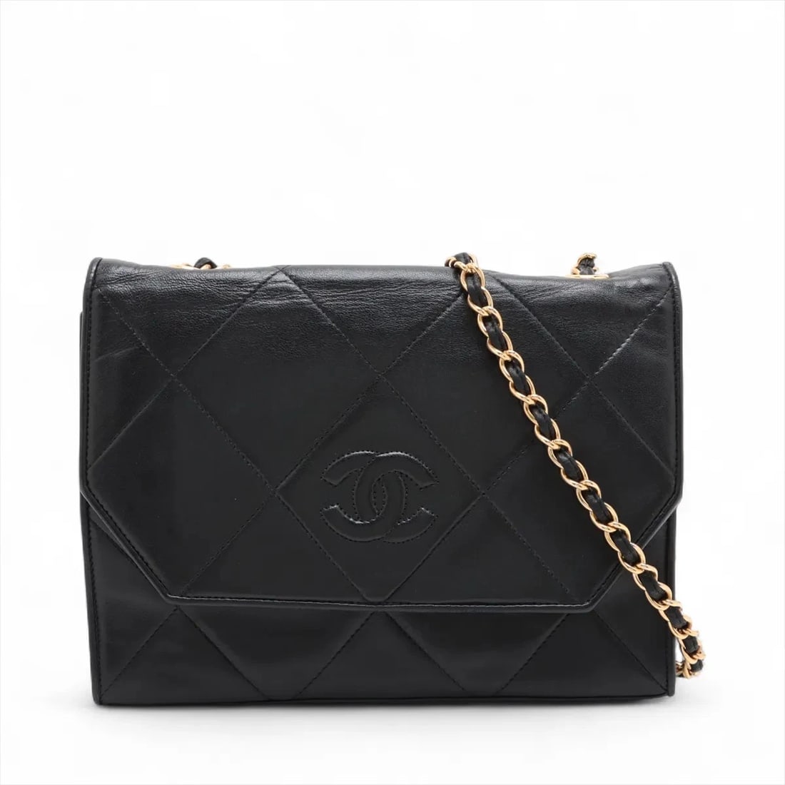 CHANEL MATELASSE LAMBSKIN CHAIN SHOULDER BAG: Chanel Matelasse Lambskin Chain Shoulder Bag Brand: Chanel Type: Shoulder bag Material: Lambskin Color: Black Size: Height:6.5inch Length:8.9inch Depth:2.4inch Shoulder height:17.5inch Accessorie