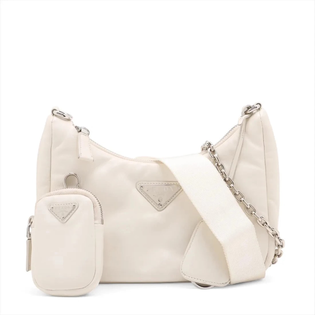 PRADA LEATHER 2 WAY SHOULDER BAG WHITE: Prada Leather 2 Way Shoulder Bag White Brand: Prada Type: Shoulder bag Material: Leather Color: White Size: Height:6.7inch Length:8.7inch Depth:2.8inch Handle height:10.4inch Shoulder height:22.6i
