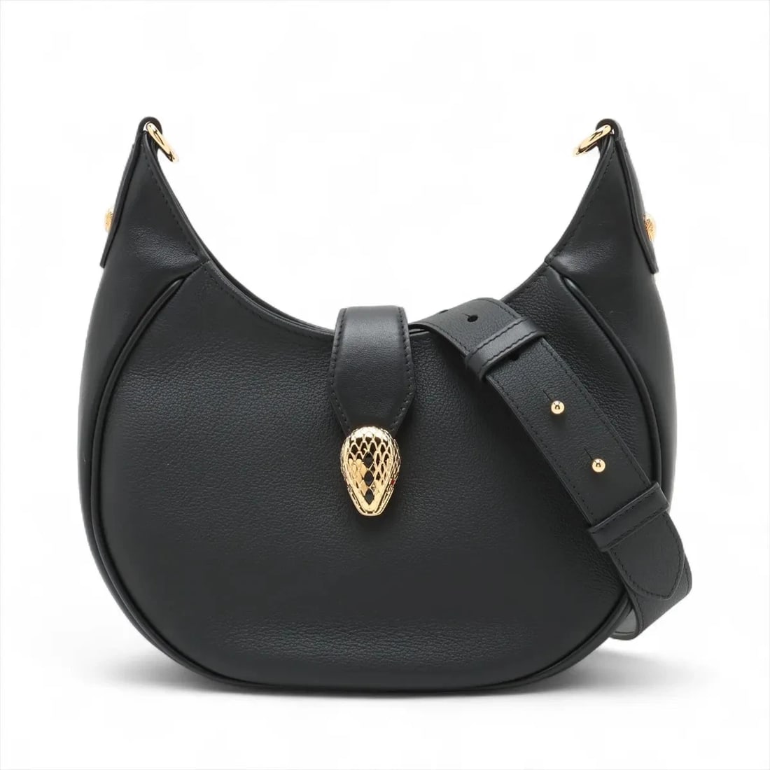 BVLGARI SERPENTI ELLIPSE LEATHER CHAIN SHOULDER BAG: Bvlgari Serpenti Ellipse Leather Chain Shoulder Bag Brand: Bvlgari Type: Shoulder bag Material: Leather Color: Black Size: Height:9.3inch Length:9.8inch Depth:2.2inch Shoulder height:25.8inch 