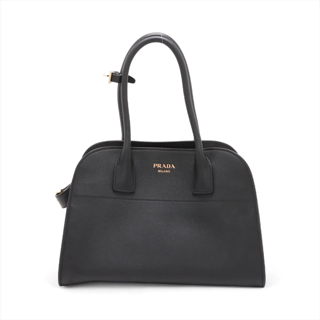 PRADA SOFT GRAIN LEATHER TOTE BAG BLACK (1 of 7)